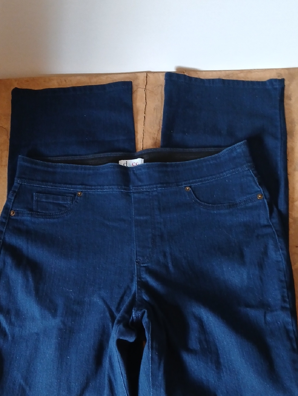 d&co Dark Blue Straight-Leg Women's 12 Stretch Denim Pull-on Pants